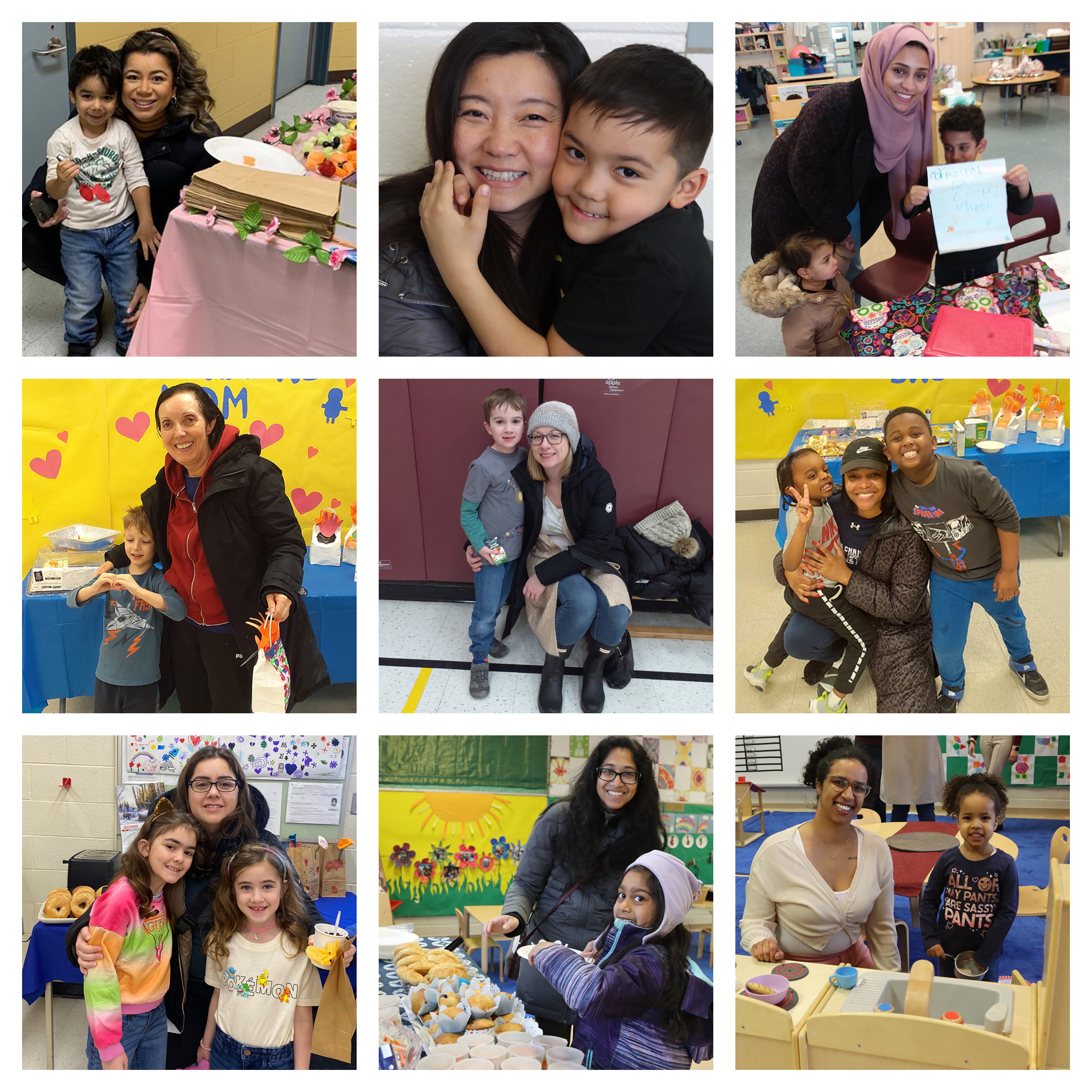 A collage of moms and mother figures with their children smiling and embracing in PLASP programs